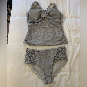 Striped Navy & White Tankini Ruched Swim Set